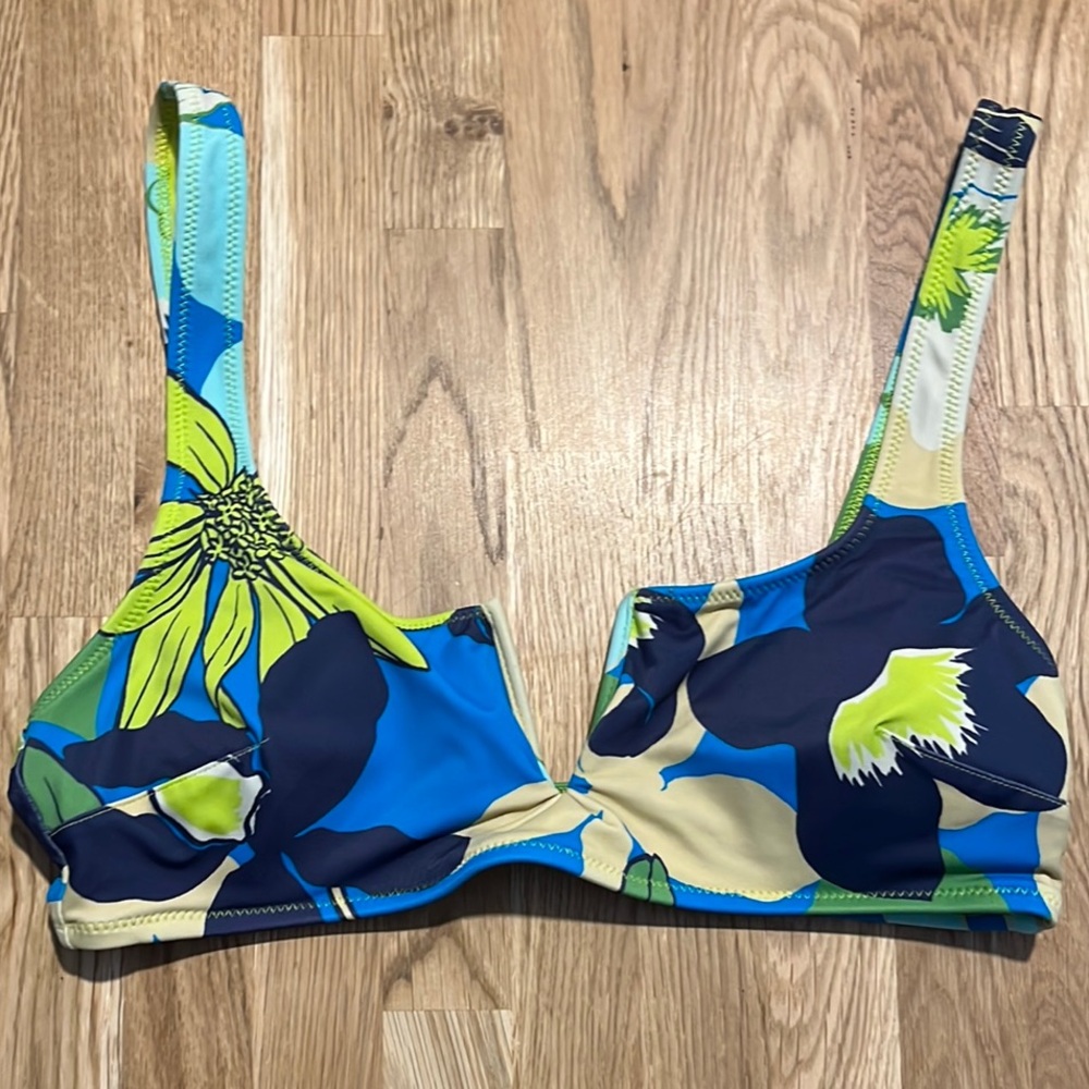 Aerie Floral Scoop Bikini Top